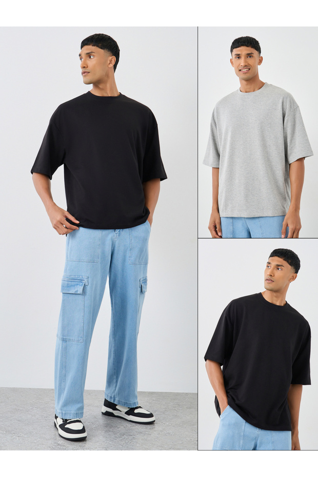Pack of 2 - Cotton Terry Boxy Crew Neck T-Shirt