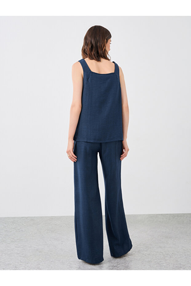 Solid Square Neck Top and Pants Co-Ords - 4
