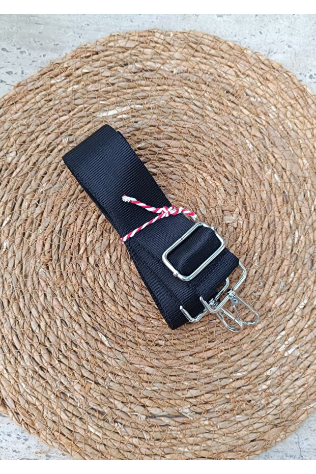 Black High Quality Adjustable Bag Strap, Crossbody Bag Strap Shoulder Strap with Silver Buckle Detail