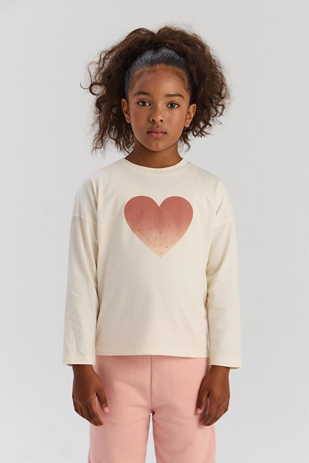 BG Store Kız Çocuk Ekru Tshirt - 2