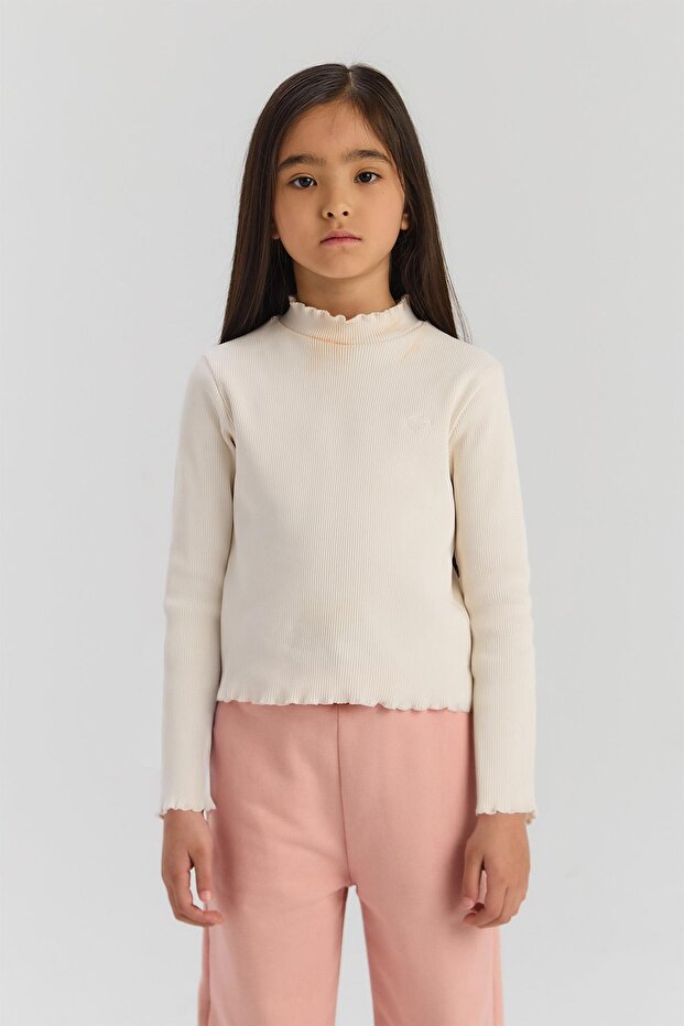 Kız Çocuk Ekru Tshirt - 2