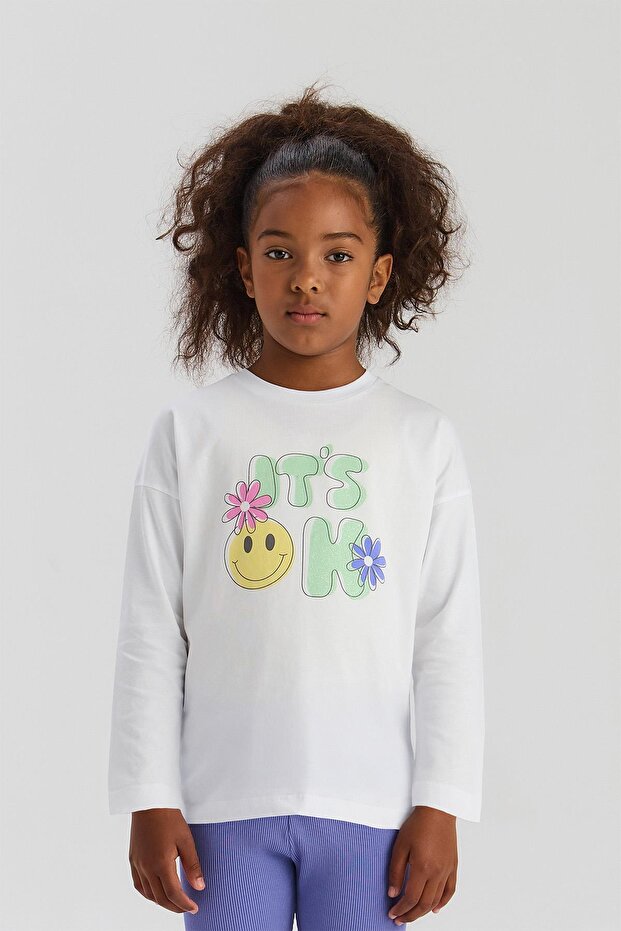 BG Store Kız Çocuk Beyaz Tshirt - 2