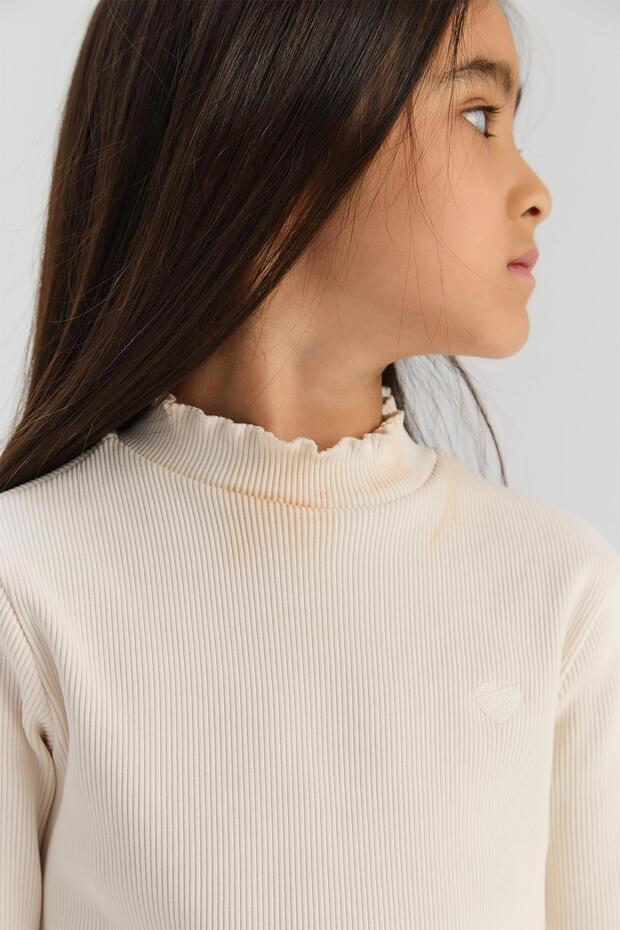 Kız Çocuk Ekru Tshirt - 3