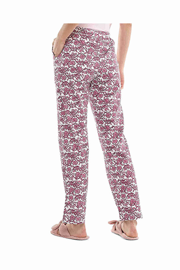 بنطلون صالة منقوش مع خصر برباط - 4