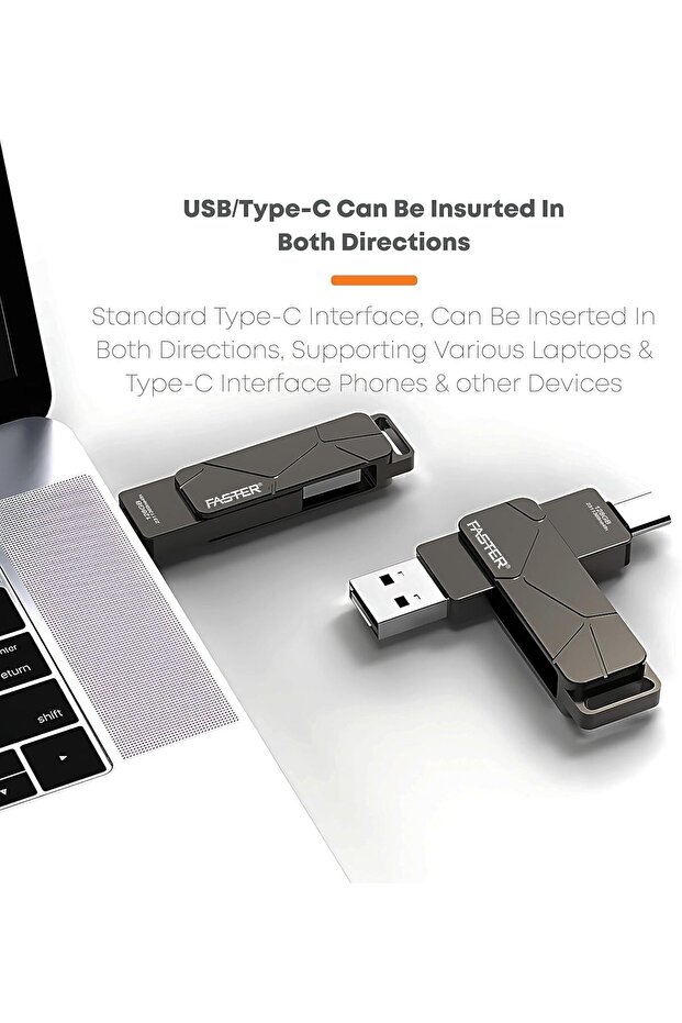 128GB USB-C Flash Drive, USB 3.1 OTG Memory Stick, Dual-Port USB-A & USB-C, High-Speed Transf - 5