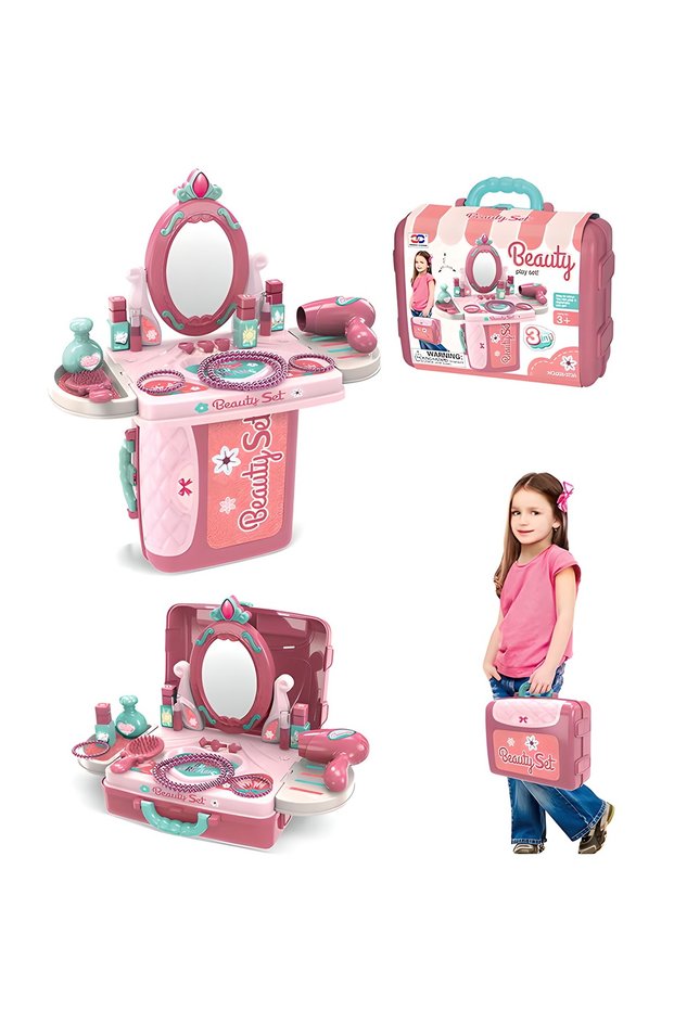 Lightweight Compact Pretend Beauty Dresser, Vanity Makeup Play Set for Girls