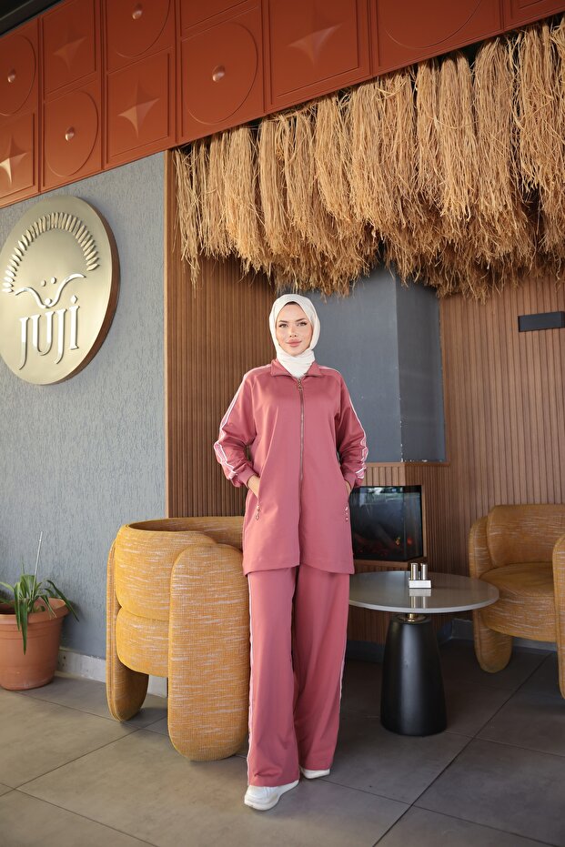 Women's Hijab Tracksuit Set with Zipper