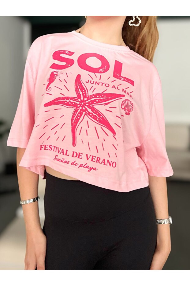 SOL Göbek Üstü Crop Tshirt - 2