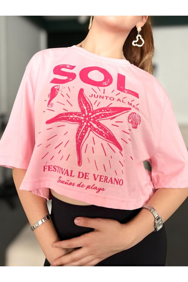 SOL Göbek Üstü Crop Tshirt - 3