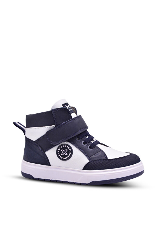 Albert Boy's Genuine Leather Single Velcro Navy Blue Boots