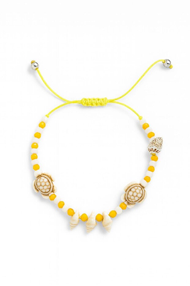 Adjustable ankle bracelet – turtle and shell pattern - 1