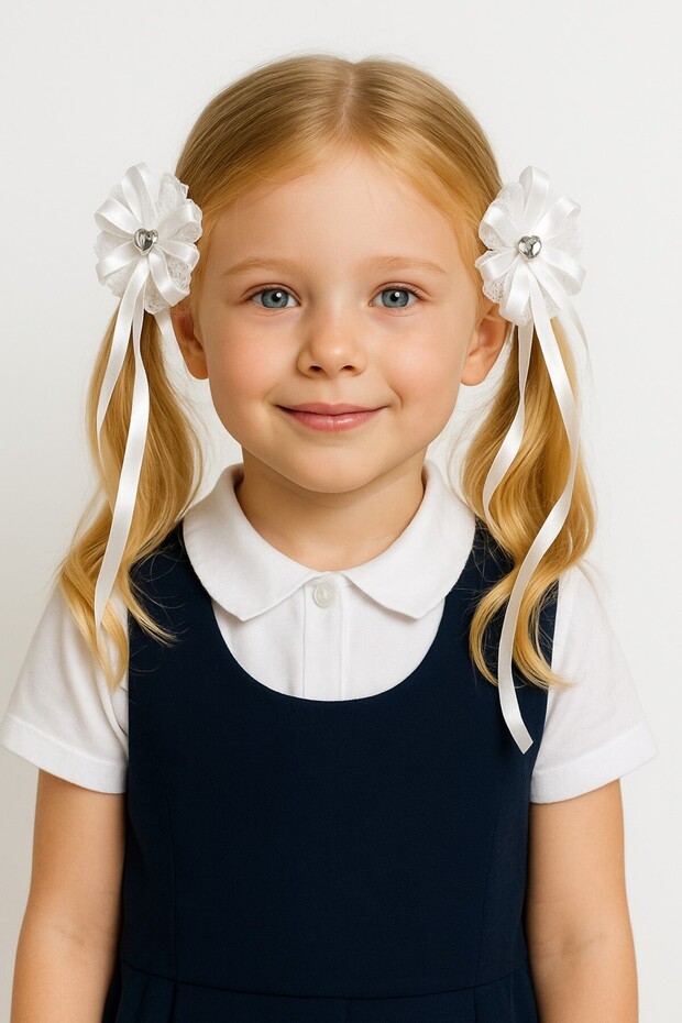 Tulle Ribbon School Buckle 2 Pack Standard White