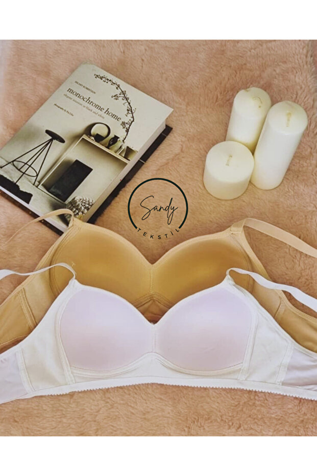 حمالات صدر قطنية ثلاثية الشكل بدون أسلاك، عبوة من قطعتين - 2