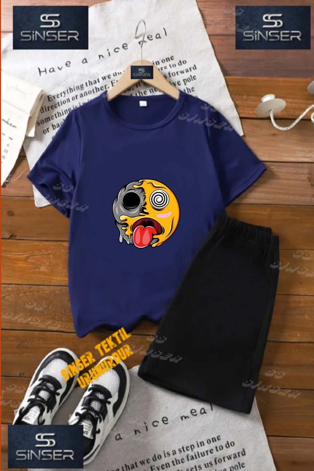 Children's Unisex “Smile One Eye Saying“ Custom Printed Crew Neck T-Shirt - Shorts Set