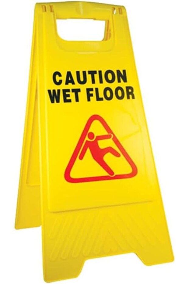 Large Caution Wet Floor Sign, 61cm Height, Yellow Safety Warning Board
