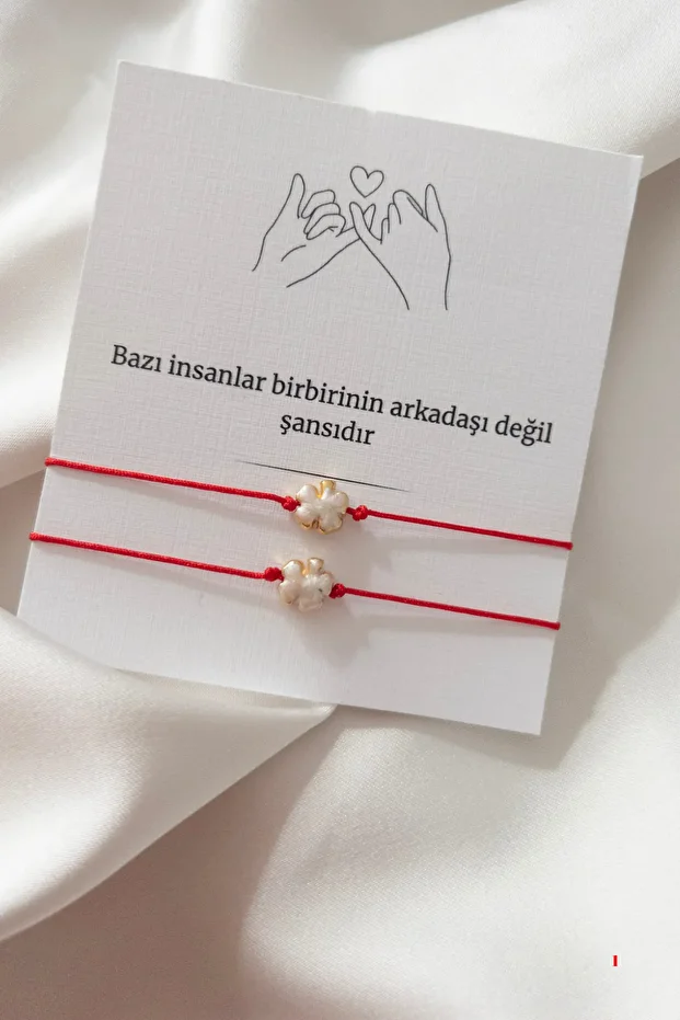 Set of 2 Handmade Lucky Clover Bracelets – Red String Friendship Bracelets - 2