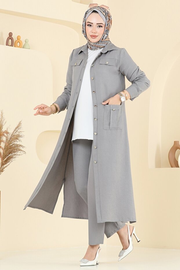 Cep Detaylı Sofia Takım 23026UKB139-MS Gri - 2