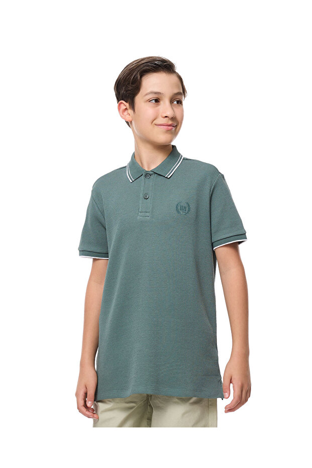 Embroidered Detail Polo T-Shirt with Short Sleeves