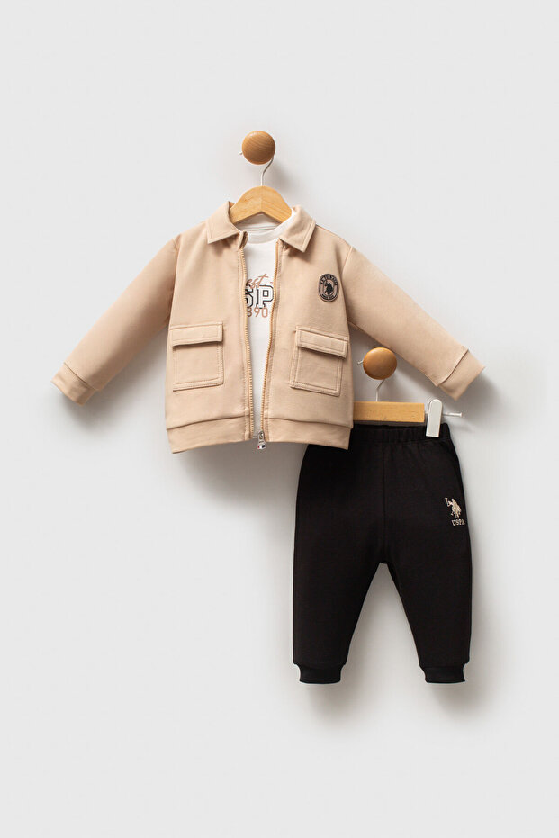 U.S. Polo Assn Baby Boy Beige Baby Sets