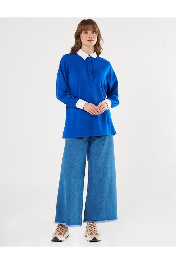 Toka Detaylı Scuba Tunik KA-B25-31004 - Saks - 4