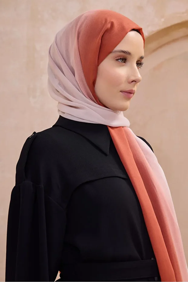 شال بنمط تدرج جديد 1025 نمط تدرج Yavruağzı 49724 - 1