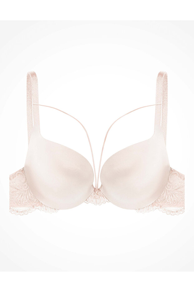 Push-Up Bra Underwired with Smooth Cups & Floral Lace Details Strappy Fronts | Isley - 2