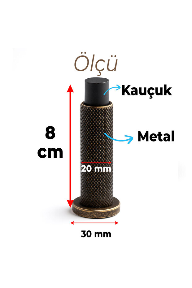 Kapı Stoperi Tamponu Antik Sarı Vidalı Metal Tutacağı Tutucu Kapı Arkası Duvar Kolu Stopu Takozu - 4