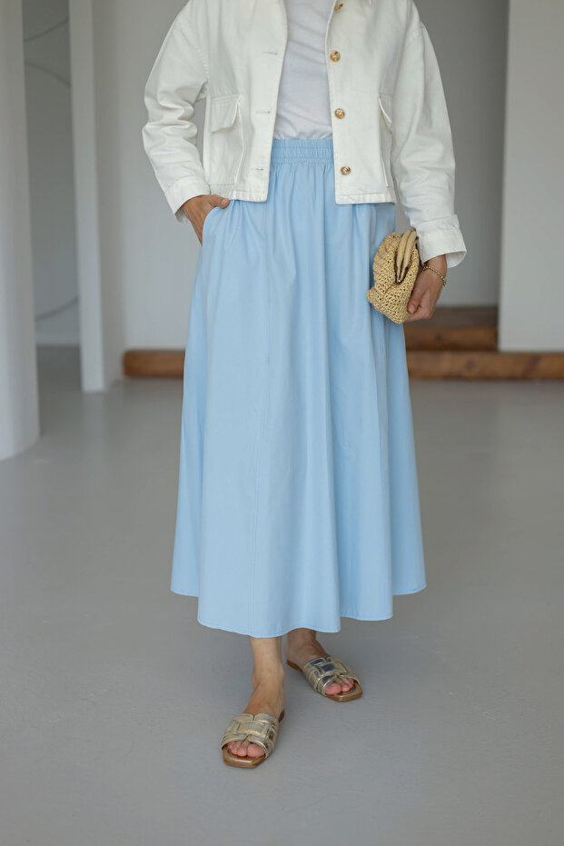 BELİ LASTİKLİ ÇİFT CEPLİ ETEK - 1