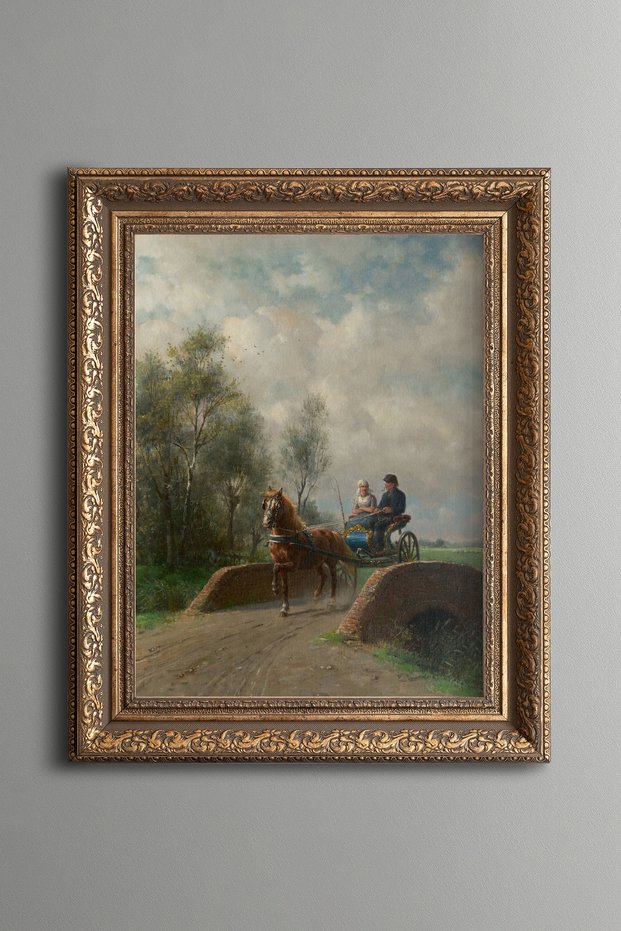 Ride in a Horse Carriage - Vintage Patterned Frame