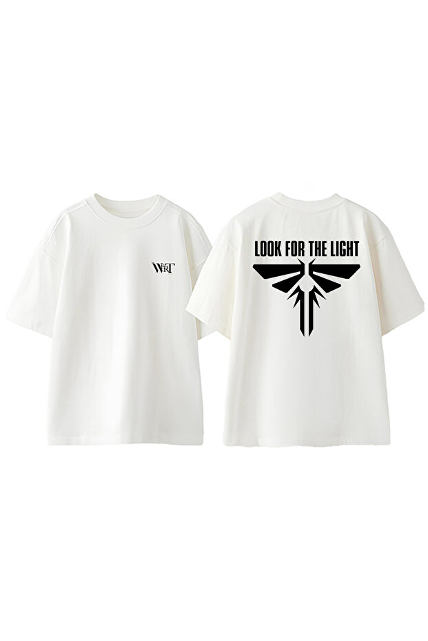 Look for the Light Firefly Design Back Printed Cotton White Oversize T-Shirt