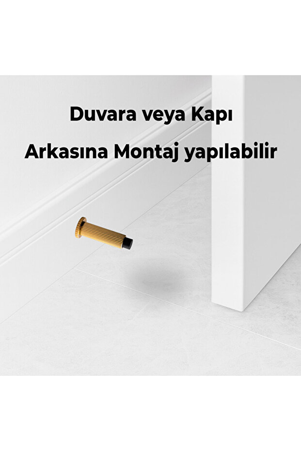 Kapı Stoperi Tamponu Çizgili Altın Vidalı Metal Tutacağı Tutucu Kapı Arkası Duvar Kolu Stopu Takozu - 2