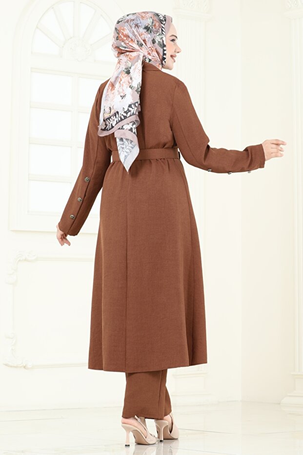 Önü Düğmeli Sofia Takım 2690SL432-MS Taba - 5