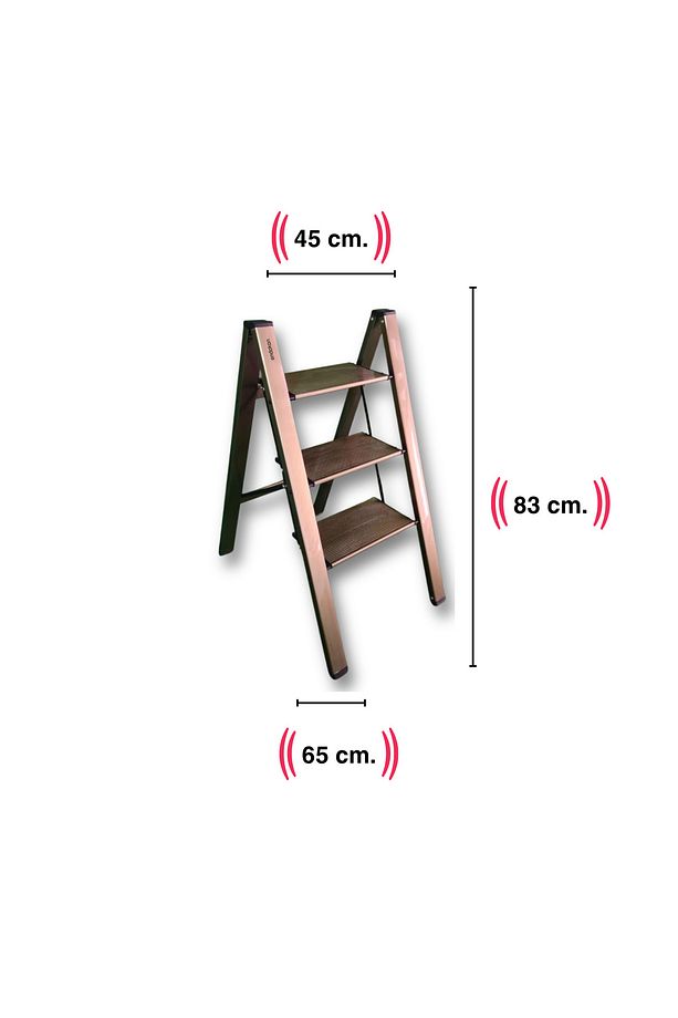 Katlanır Şık Merdiven Bronz 3 Basamaklı - Alüminyum - Ev - Ofis Merdiveni - 3