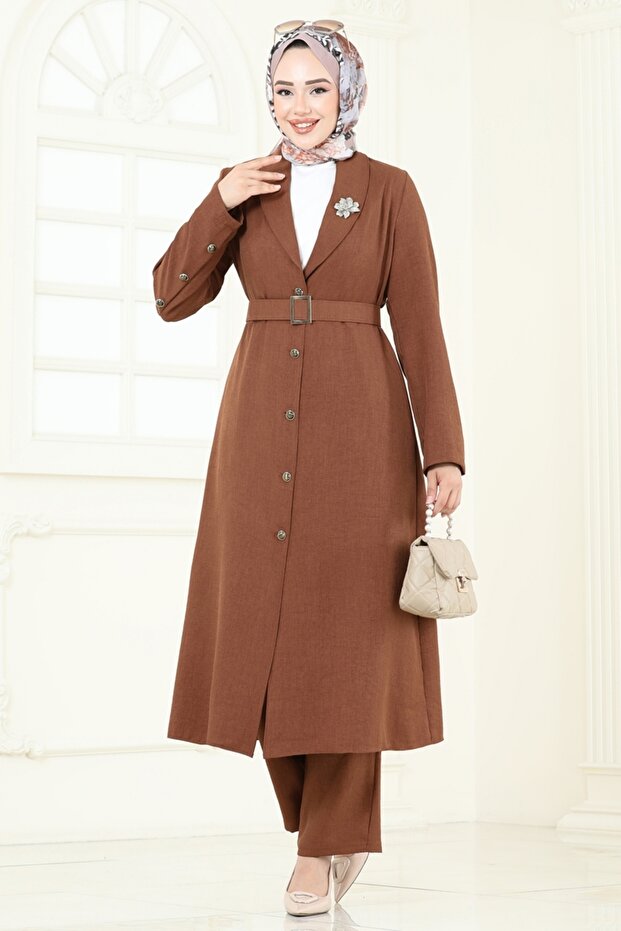 Önü Düğmeli Sofia Takım 2690SL432-MS Taba - 3