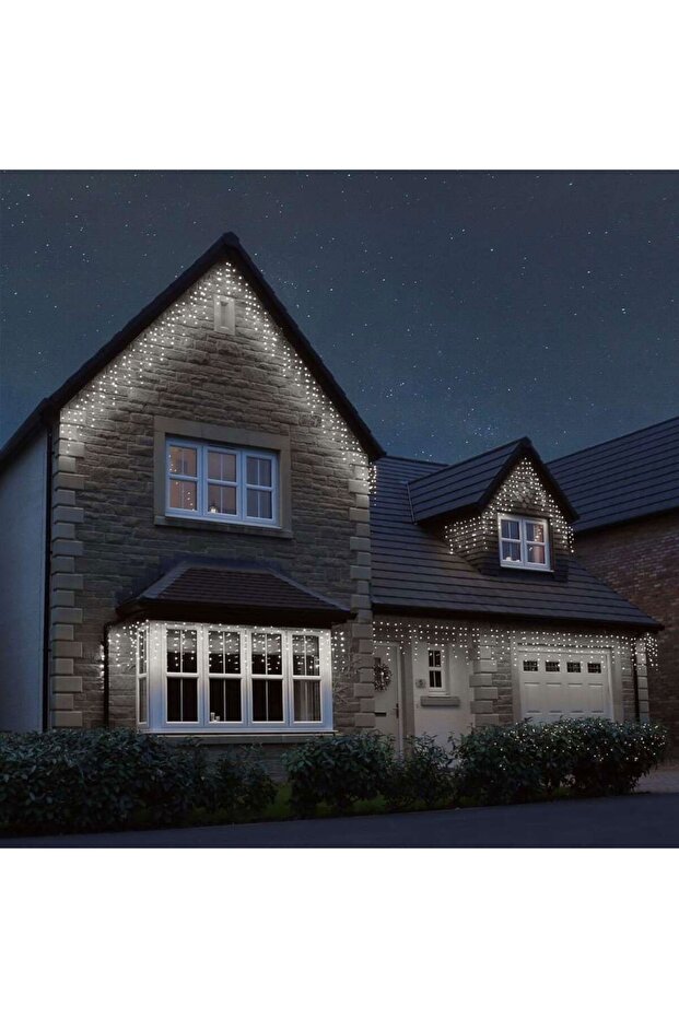 Christmas Installation, 11 m, 360 LEDs, Fringes, Cold White, Flash, Transformer with remote control, Inte - 7