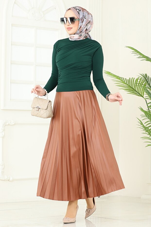 Drapeli Tesettür Bluz 4725AYD574-MS Zümrüt - 1