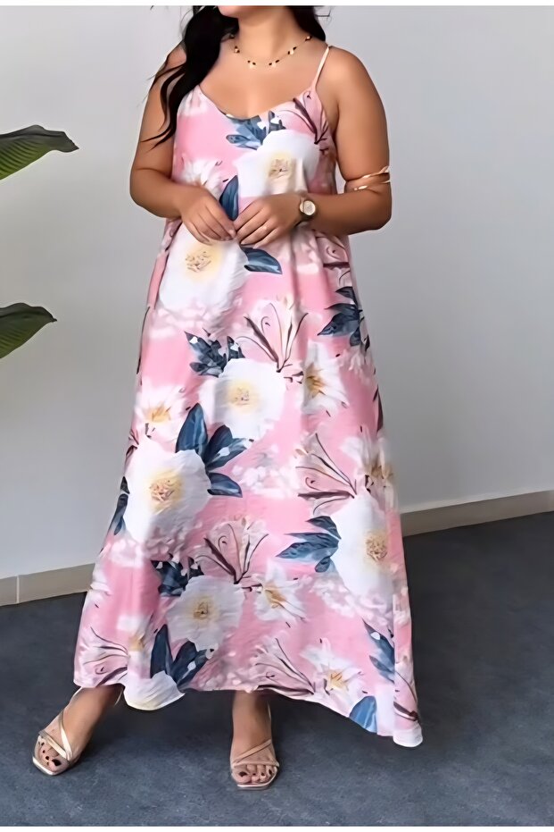 Rochie lungă și drapată, căptușită cu modele florale - 5