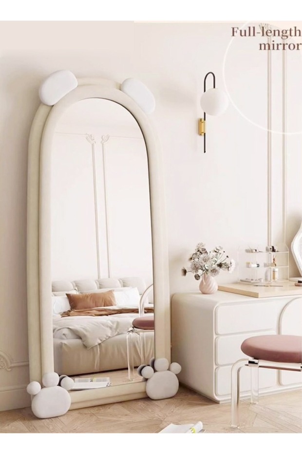 Rabbit Design Wavy Full Length Wood Frame Mirror, 60x160 cm