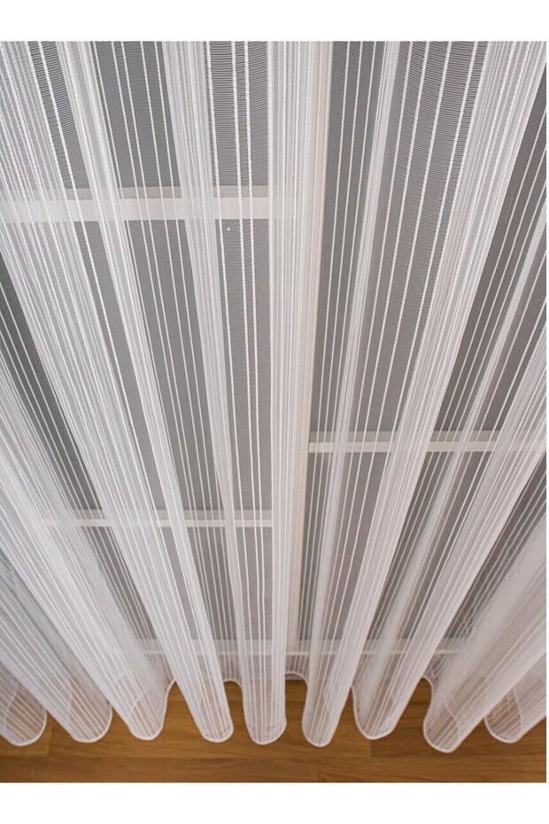 Striped Tulle Suitable for Any Room Without Ironing 1/3 Frequently Pleated Natural Ecru Tulle Curtain