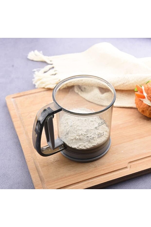 Portable Manual Flour Sieve, Plastic, with Handle, Double Layer, 15 x 12 x 11 cm, Tran - 2