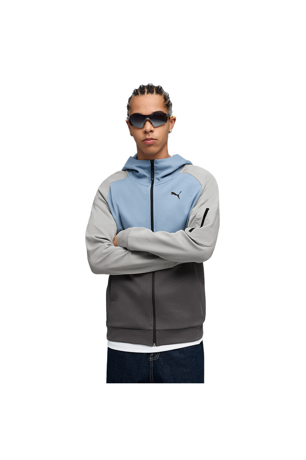 Tech Full-Zip Hoodie Men's Blue Casual Style Sweatshirt 68804534