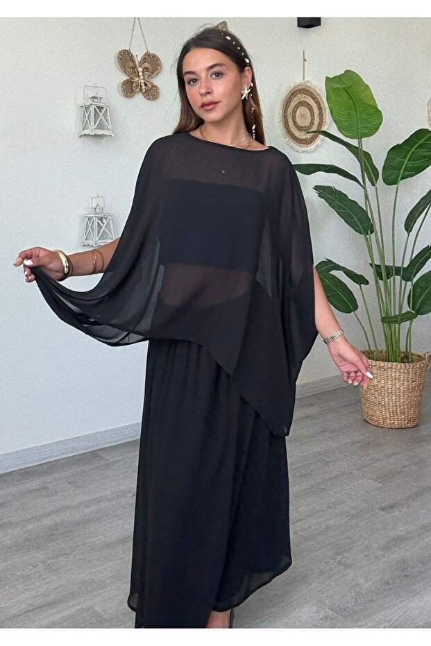 Fusta din șifon căptușită simplă - 2