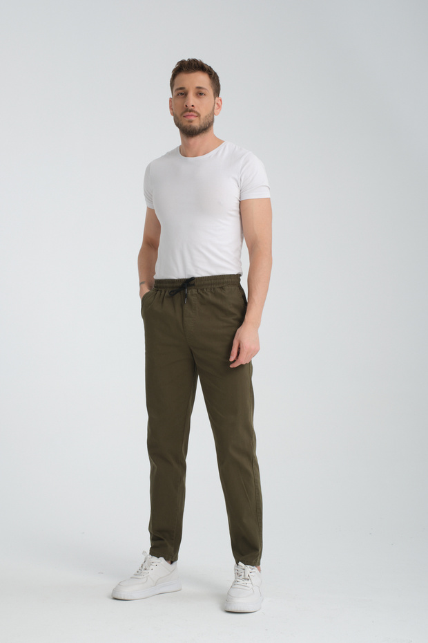 Straight Leg Khaki Jogger Pants