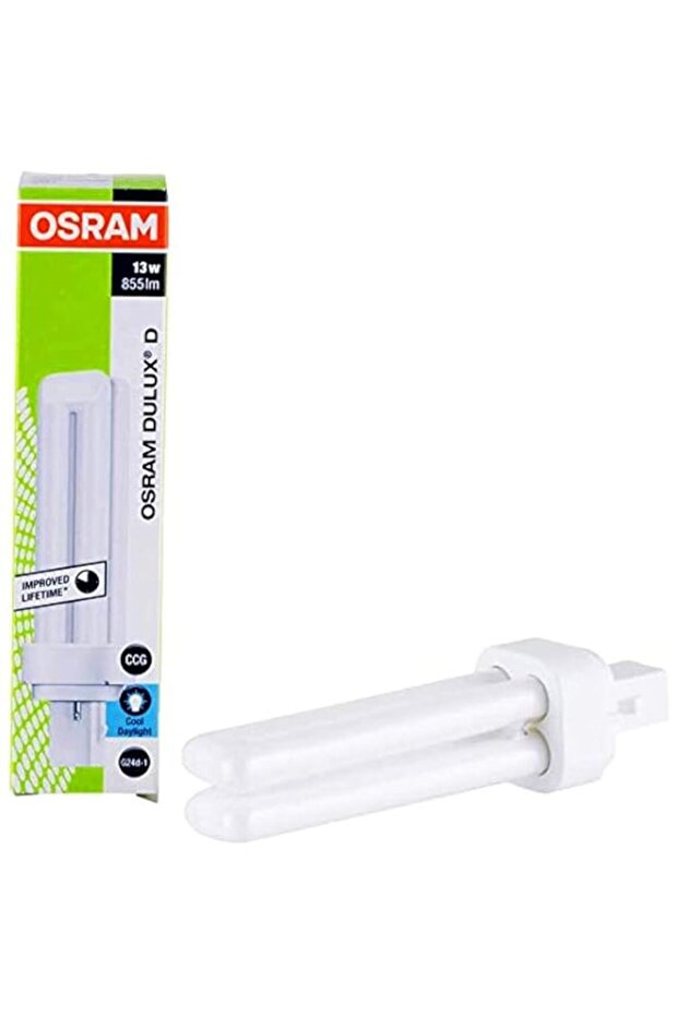 Osram Dulux D Home Decorative Durable Fluorescent Lamp With Plug-in Base - 13 W, 855-lm, Pack Of 4 - White