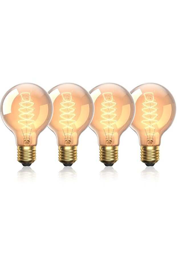 Bonlux E27 Vintage Light Bulbs 60W, G80 E27/ES Edison Screw Vintage Edison Light E27 Amber Glass Filament Bulb Warm White 2800K, 4-Pack