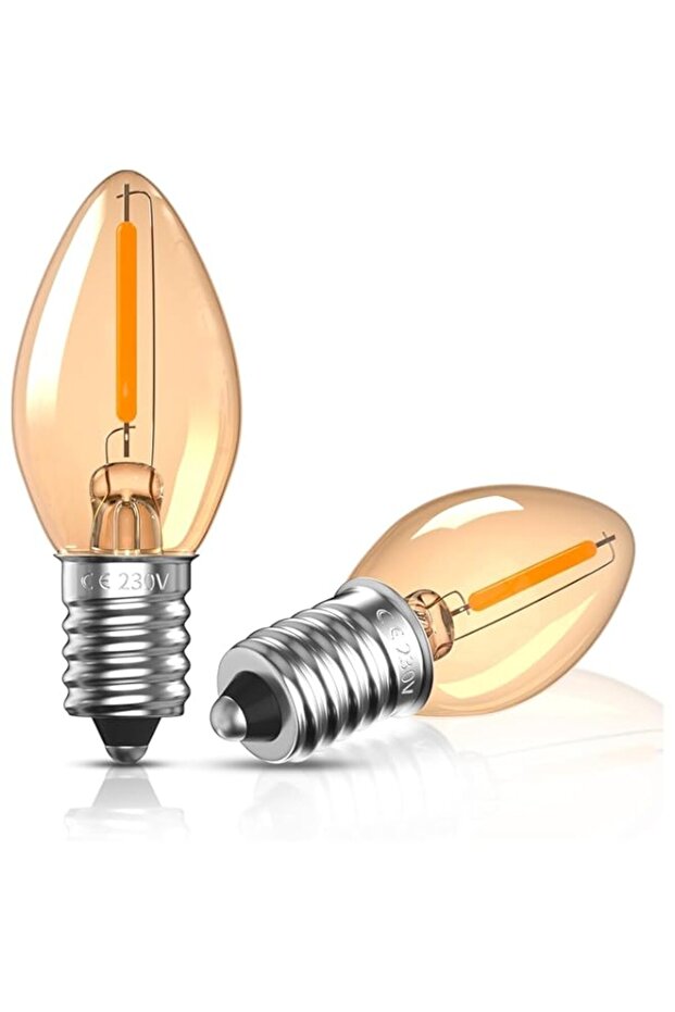 E14 LED 0.5W Night Light Bulb C7 Mini LED SES E14 Vintage Candle Light Bulbs Small Screw Edison Amber Salt Lamp Candelabra Bulb Ultra Warm White 2200K (2 Pcs)