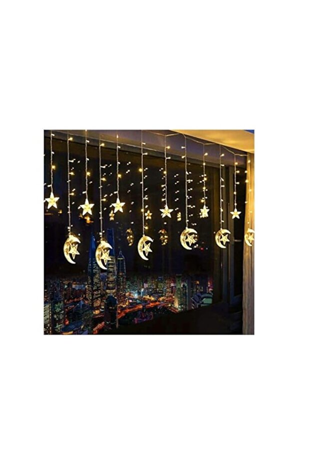 SKEIDO 138 LED Star Curtain String Lights, Window Curtain String Light Moon Star String Light for R