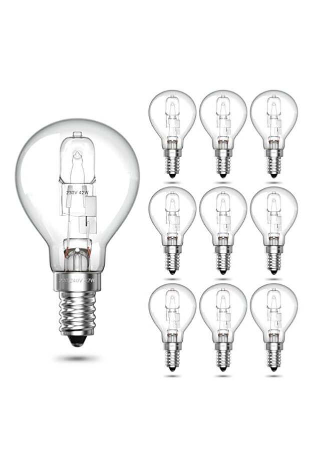 NALACAL E14 Halogen Golf Ball Bulb Dimmable, 42W G45 Small Edison Screw Globe Light Bulb 240V Classic Mini Globes Clear Round Light Bulbs Warm White 2700K (10-Pack)