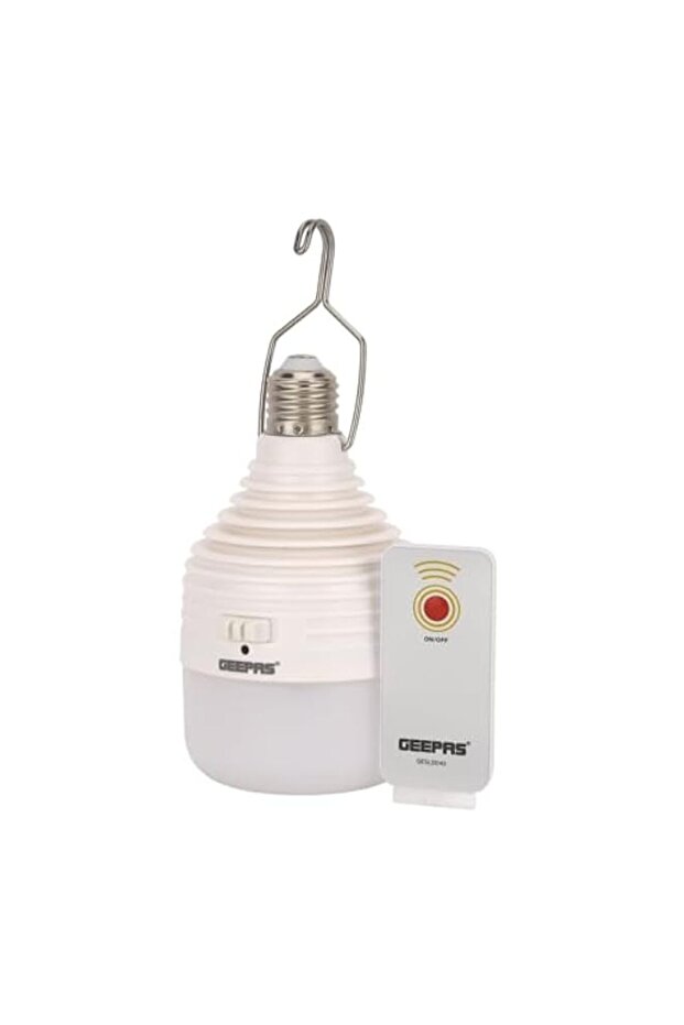 Geepas 10 W Rechargeable Emergency LED Bulb- GESL55143/with Built-in Battery, 40 Super Bright LEDs/with Remote Control, 2.5-3 Hours Working Time/Perfect for Home and Office Use/White