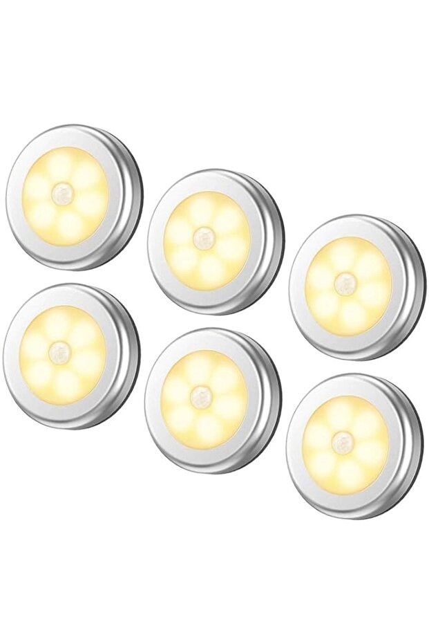 6 Packs Motion Sensor Light, Cordless Battery-Powered LED Night Lights for Hallway Bathroom Bedroom Kitchen, Closet Lights Stair Puck Lighting(Warm White)